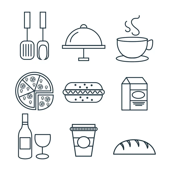 Línea de diseño de alimentos — Vector de stock