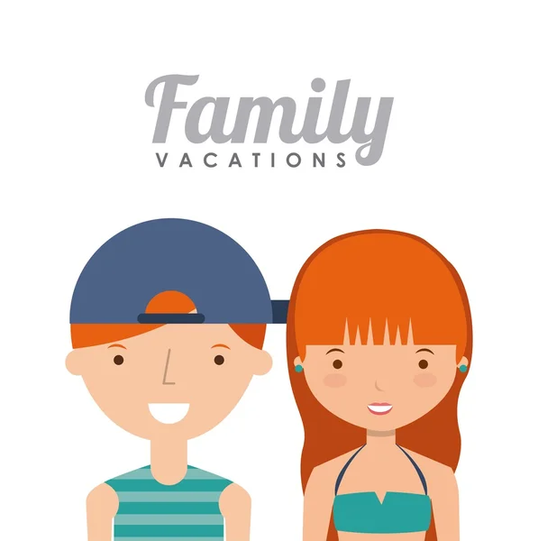 Famiglia in vacanza estiva design — Vettoriale Stock