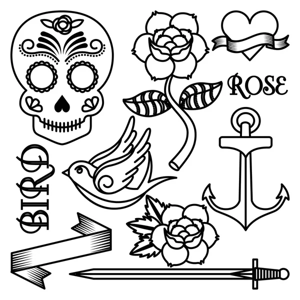 Татуировка с розами — стоковый вектор