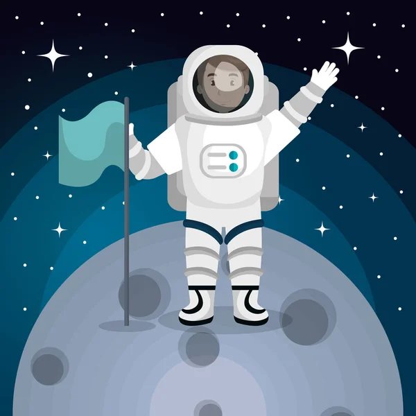 Astronaut i solsystemet design — Stock vektor