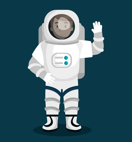 Astronauta en el diseño del sistema solar — Vector de stock