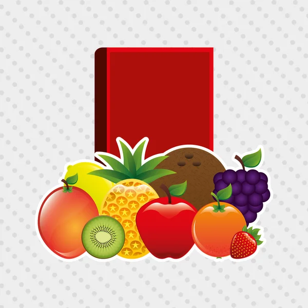 Disegno libro di frutta — Vettoriale Stock