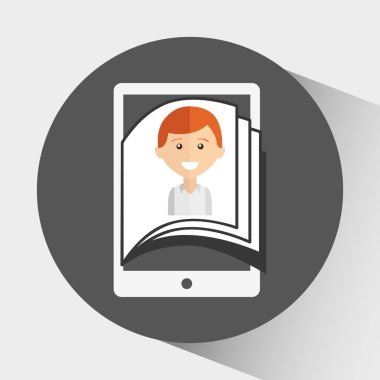 bir elektronik kitap tasarımı kullanan kişi