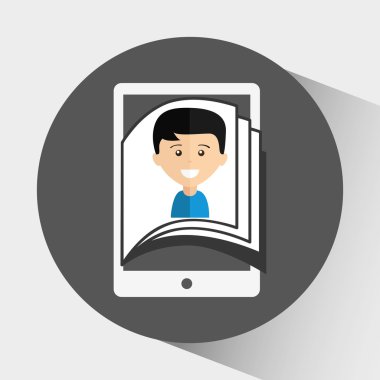 bir elektronik kitap tasarımı kullanan kişi