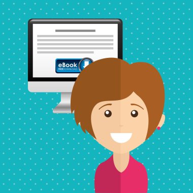 bir elektronik kitap tasarımı kullanan kişi