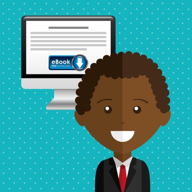 bir elektronik kitap tasarımı kullanan kişi