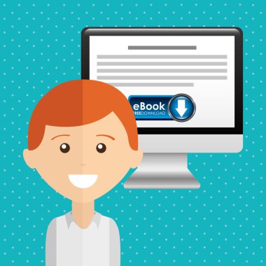 bir elektronik kitap tasarımı kullanan kişi