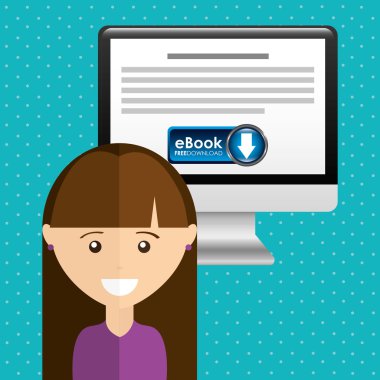 bir elektronik kitap tasarımı kullanan kişi