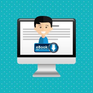 bir elektronik kitap tasarımı kullanan kişi