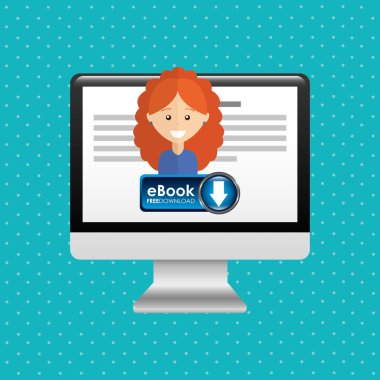 bir elektronik kitap tasarımı kullanan kişi