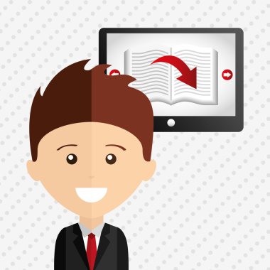 bir elektronik kitap tasarımı kullanan kişi