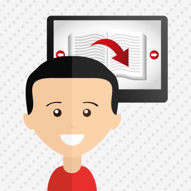 bir elektronik kitap tasarımı kullanan kişi