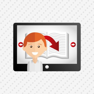 bir elektronik kitap tasarımı kullanan kişi