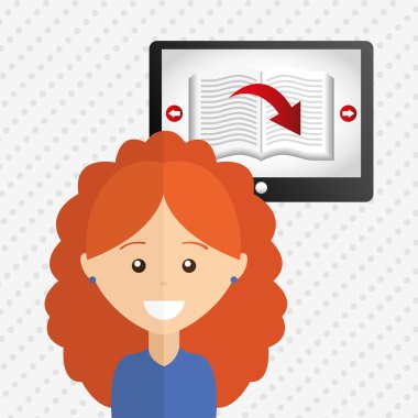 bir elektronik kitap tasarımı kullanan kişi