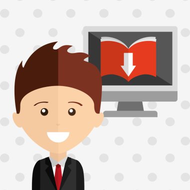 bir elektronik kitap tasarımı kullanan kişi