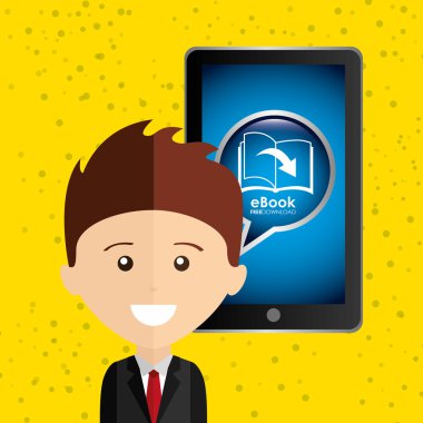 bir elektronik kitap tasarımı kullanan kişi