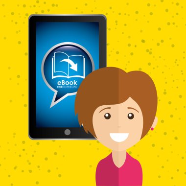 bir elektronik kitap tasarımı kullanan kişi