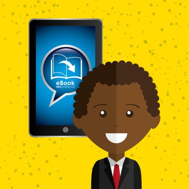 bir elektronik kitap tasarımı kullanan kişi