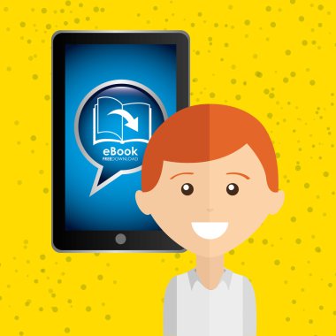 bir elektronik kitap tasarımı kullanan kişi