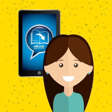 bir elektronik kitap tasarımı kullanan kişi
