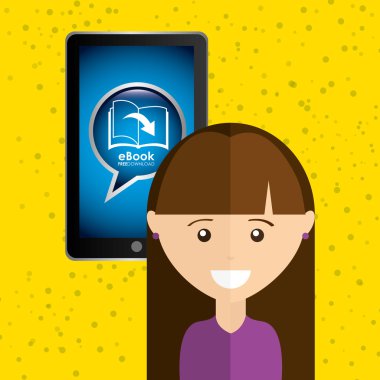 bir elektronik kitap tasarımı kullanan kişi