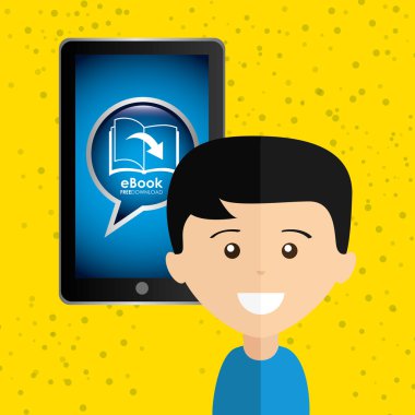 bir elektronik kitap tasarımı kullanan kişi