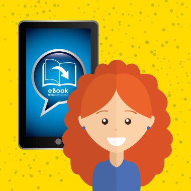 bir elektronik kitap tasarımı kullanan kişi