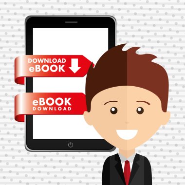 bir elektronik kitap tasarımı kullanan kişi