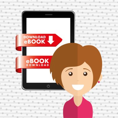 bir elektronik kitap tasarımı kullanan kişi