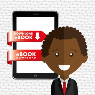 bir elektronik kitap tasarımı kullanan kişi