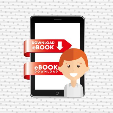 bir elektronik kitap tasarımı kullanan kişi