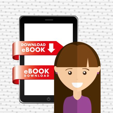 bir elektronik kitap tasarımı kullanan kişi