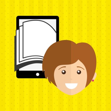 bir elektronik kitap tasarımı kullanan kişi