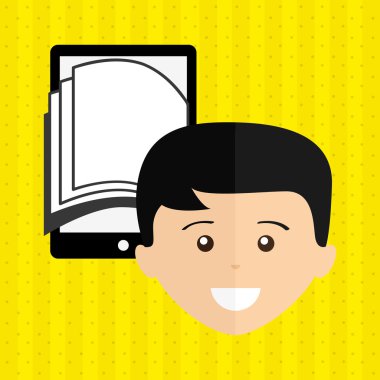 bir elektronik kitap tasarımı kullanan kişi