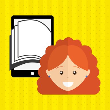 bir elektronik kitap tasarımı kullanan kişi