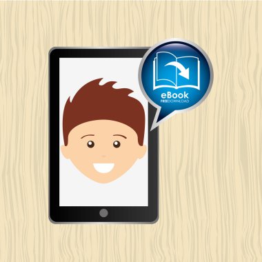 bir elektronik kitap tasarımı kullanan kişi