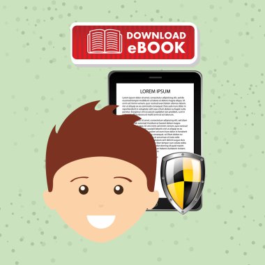 bir elektronik kitap tasarımı kullanan kişi