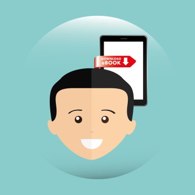 bir elektronik kitap tasarımı kullanan kişi