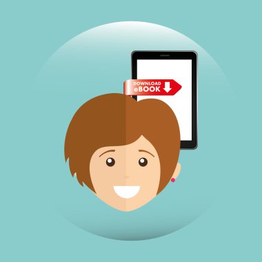 bir elektronik kitap tasarımı kullanan kişi