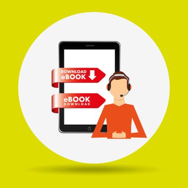 bir elektronik kitap tasarımı kullanan kişi