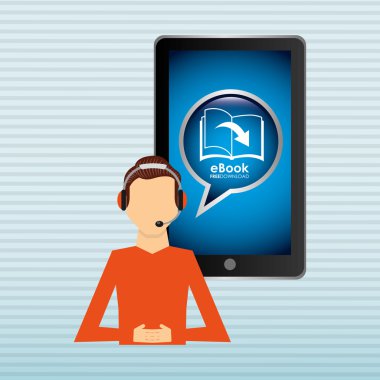 bir elektronik kitap tasarımı kullanan kişi