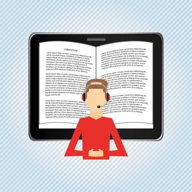 bir elektronik kitap tasarımı kullanan kişi