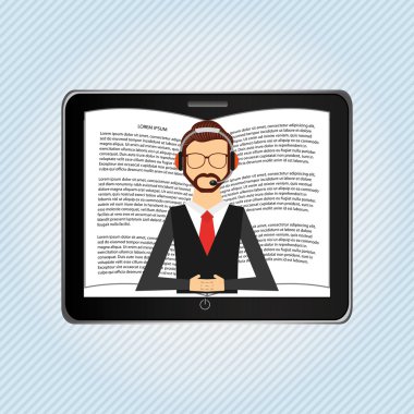 bir elektronik kitap tasarımı kullanan kişi