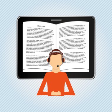 bir elektronik kitap tasarımı kullanan kişi