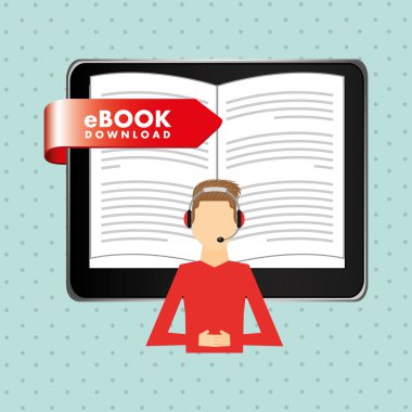 bir elektronik kitap tasarımı kullanan kişi