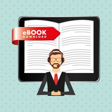 bir elektronik kitap tasarımı kullanan kişi