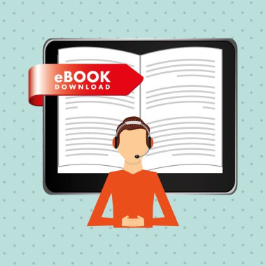 bir elektronik kitap tasarımı kullanan kişi