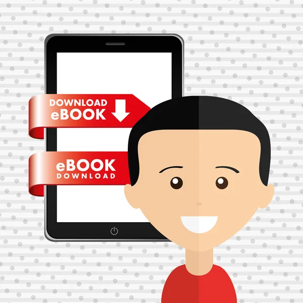 Pessoa usando um design de livro eletrônico —  Vetores de Stock