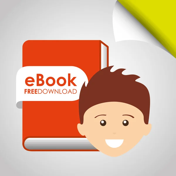 Bir elektronik kitap tasarımı kullanan kişi — Stok Vektör