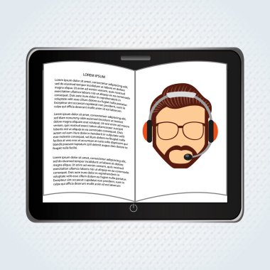 bir elektronik kitap tasarımı kullanan kişi